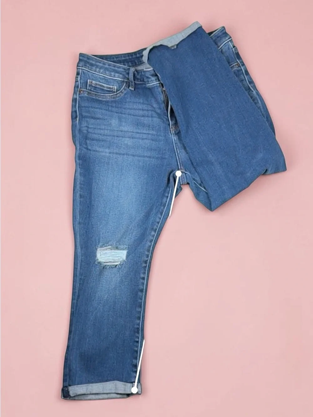 SOHO New York & Company Curvy Cropped Jeans Size 12 Distressed Stretch Denim